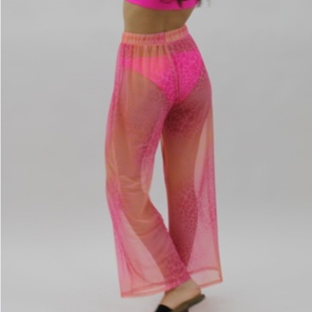 Swimsuit Mesh Cover Up Pants, Neon Orange NWT Size Med & Lrg